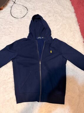 Ralph Lauren Navy Zip Hoodie with Yellow Pony